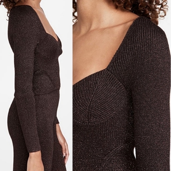 New Staud Cerro Metallic Brown Sweater Top Size Large - Picture 4 of 16